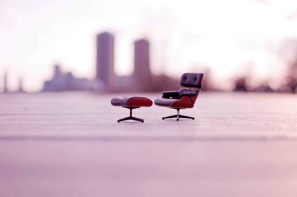 Small Eames Lounge and Ottoman at Sunset, in Toronto, Canada