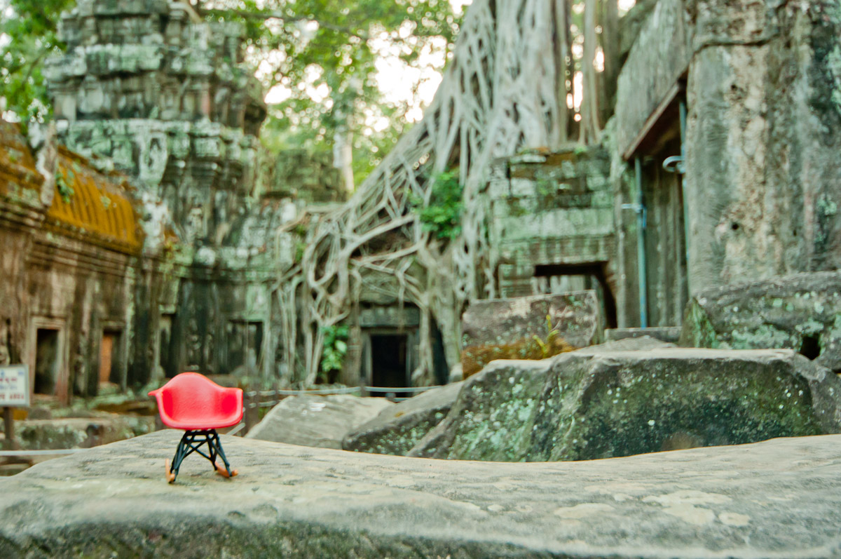 Miniature Eames Rocking Chair in Cambodia Ruins - Angor Wat