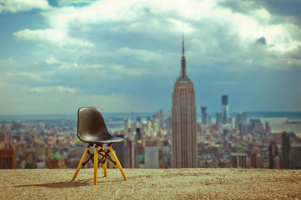 Miniature Eames DSW and the Empire State Building, New York